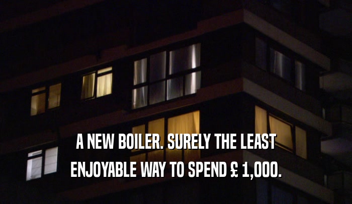 A NEW BOILER. SURELY THE LEAST ENJOYABLE WAY TO SPEND 
