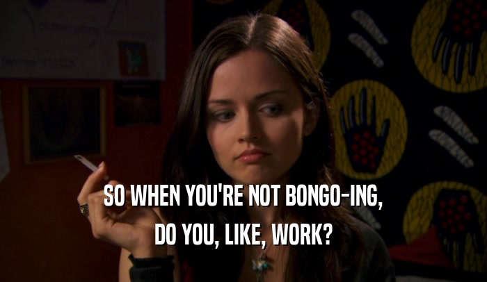 SO WHEN YOU'RE NOT BONGO-ING, DO YOU, LIKE, WORK? 