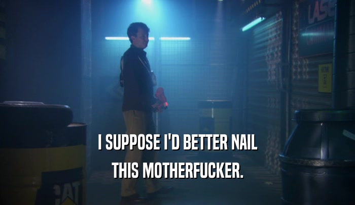 I SUPPOSE I'D BETTER NAIL THIS MOTHERFUCKER. 