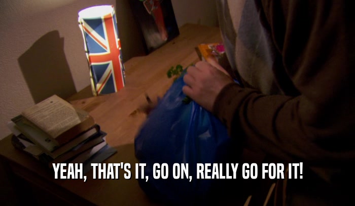 YEAH, THAT'S IT, GO ON, REALLY GO FOR IT!  