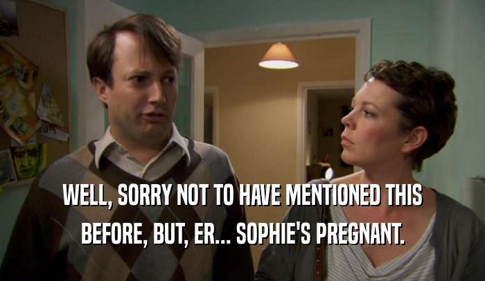 WELL, SORRY NOT TO HAVE MENTIONED THIS
 BEFORE, BUT, ER... SOPHIE'S PREGNANT.
 