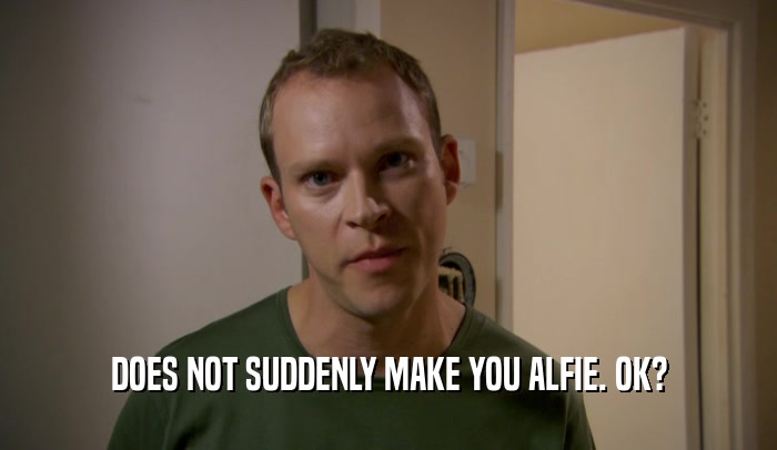 DOES NOT SUDDENLY MAKE YOU ALFIE. OK?  