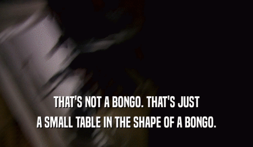 THAT'S NOT A BONGO. THAT'S JUST A SMALL TABLE IN THE SHAPE OF A BONGO. 