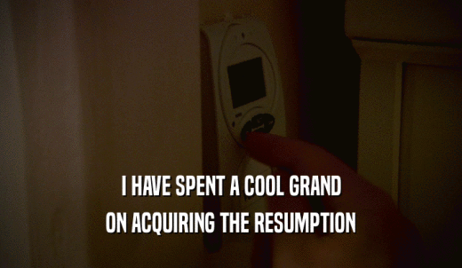 I HAVE SPENT A COOL GRAND ON ACQUIRING THE RESUMPTION 