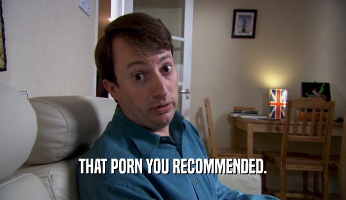 THAT PORN YOU RECOMMENDED.  