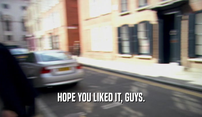 HOPE YOU LIKED IT, GUYS.  