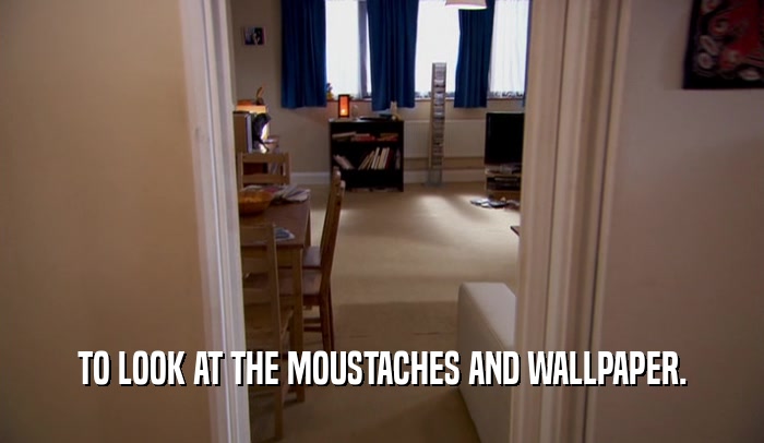 TO LOOK AT THE MOUSTACHES AND WALLPAPER.  