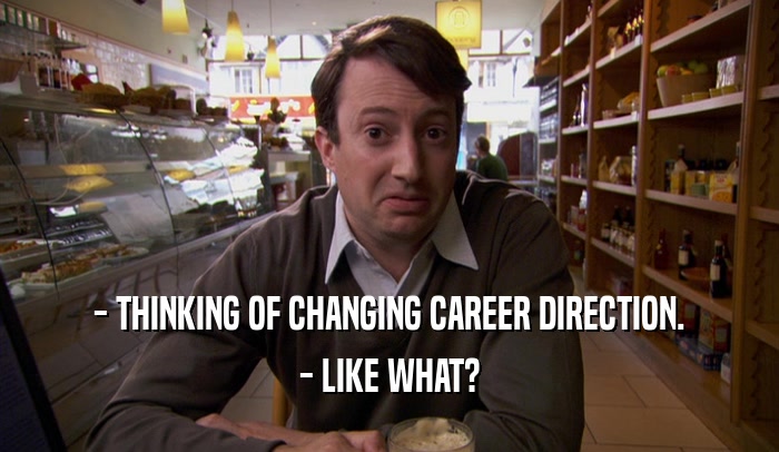 - THINKING OF CHANGING CAREER DIRECTION. - LIKE WHAT? 