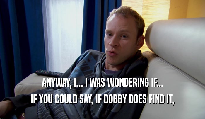 ANYWAY, I... I WAS WONDERING IF... IF YOU COULD SAY, IF DOBBY DOES FIND IT, 