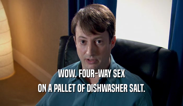 WOW. FOUR-WAY SEX ON A PALLET OF DISHWASHER SALT. 