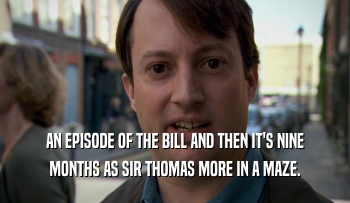 AN EPISODE OF THE BILL AND THEN IT'S NINE MONTHS AS SIR THOMAS MORE IN A MAZE. 