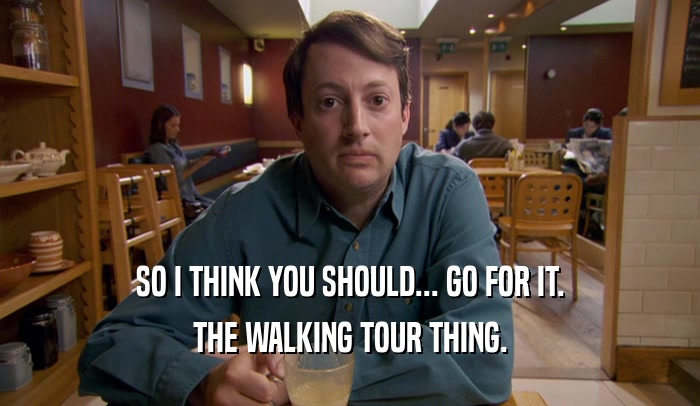 SO I THINK YOU SHOULD... GO FOR IT. THE WALKING TOUR THING. 