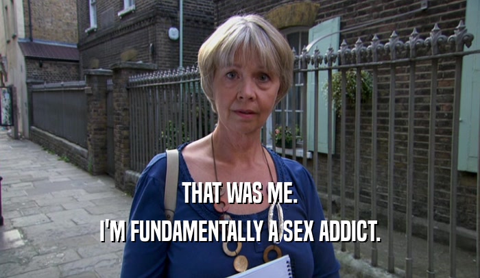 THAT WAS ME. I'M FUNDAMENTALLY A SEX ADDICT. 