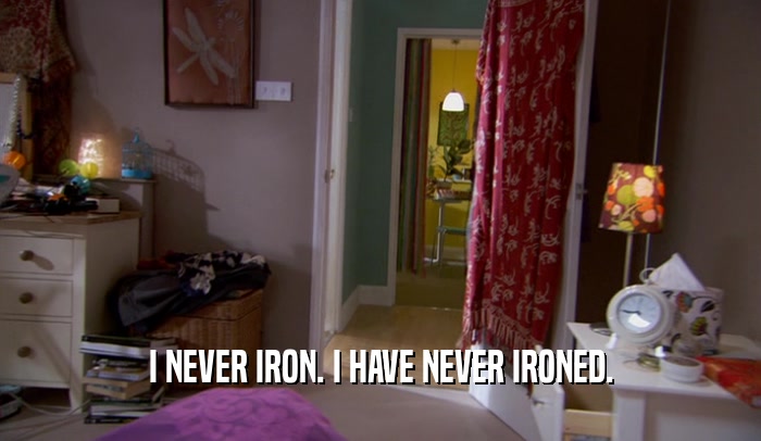 I NEVER IRON. I HAVE NEVER IRONED.
  