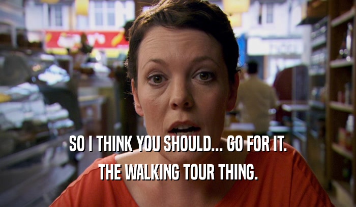SO I THINK YOU SHOULD... GO FOR IT. THE WALKING TOUR THING. 