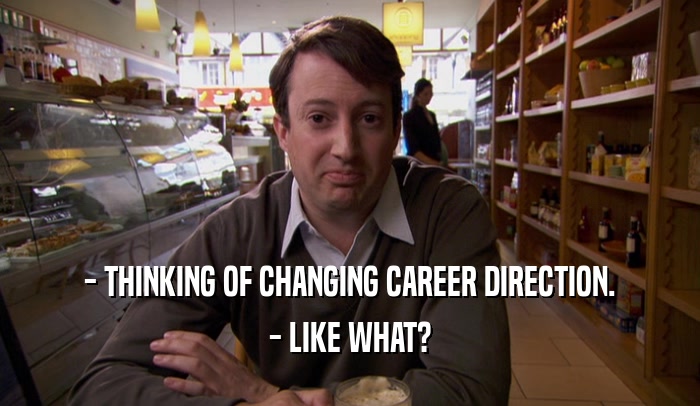 - THINKING OF CHANGING CAREER DIRECTION. - LIKE WHAT? 