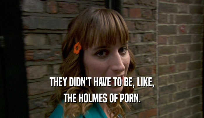 THEY DIDN'T HAVE TO BE, LIKE, THE HOLMES OF PORN. 