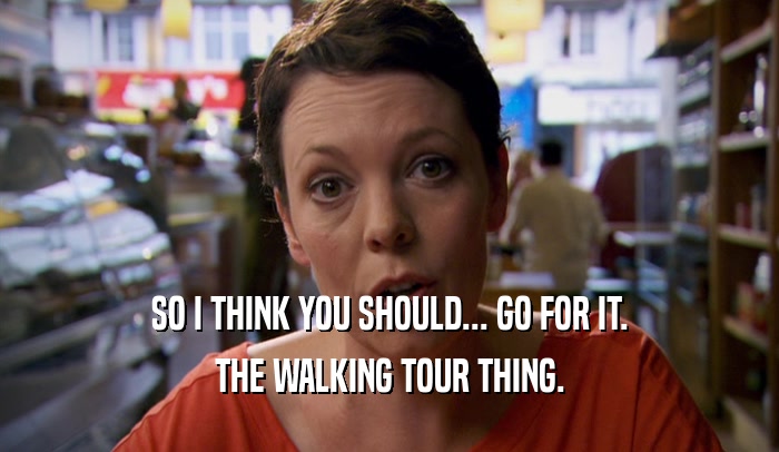 SO I THINK YOU SHOULD... GO FOR IT. THE WALKING TOUR THING. 