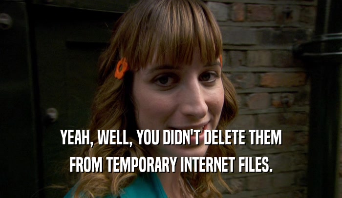 YEAH, WELL, YOU DIDN'T DELETE THEM FROM TEMPORARY INTERNET FILES. 