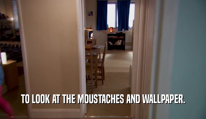 TO LOOK AT THE MOUSTACHES AND WALLPAPER.  