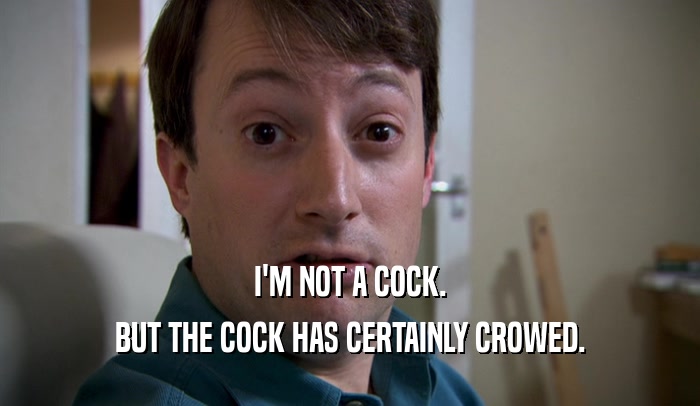 I'M NOT A COCK. BUT THE COCK HAS CERTAINLY CROWED. 