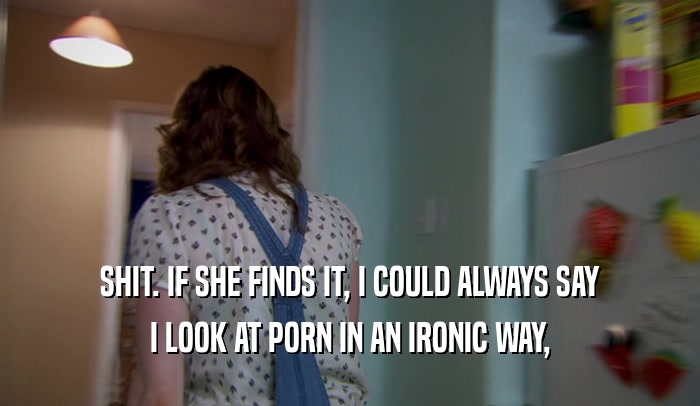 SHIT. IF SHE FINDS IT, I COULD ALWAYS SAY I LOOK AT PORN IN AN IRONIC WAY, 