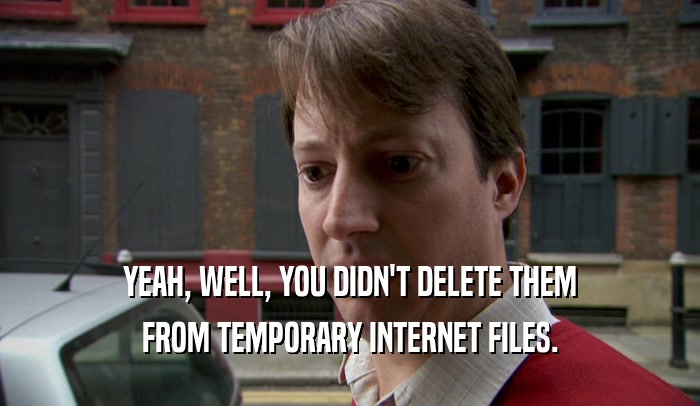 YEAH, WELL, YOU DIDN'T DELETE THEM FROM TEMPORARY INTERNET FILES. 