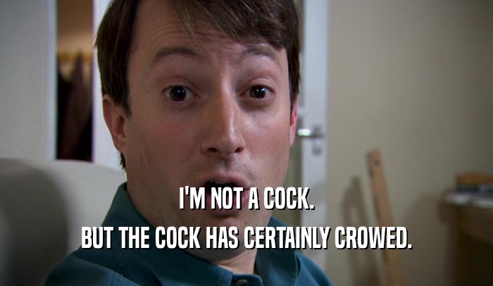 I'M NOT A COCK. BUT THE COCK HAS CERTAINLY CROWED. 