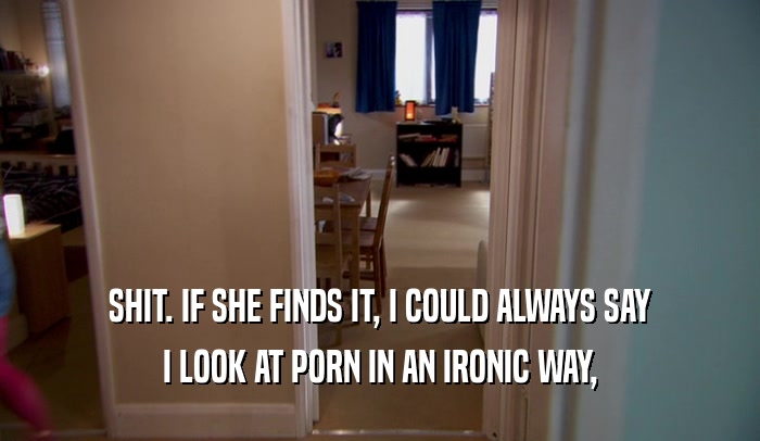 SHIT. IF SHE FINDS IT, I COULD ALWAYS SAY I LOOK AT PORN IN AN IRONIC WAY, 