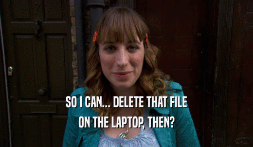 SO I CAN... DELETE THAT FILE ON THE LAPTOP, THEN? 