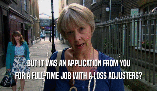 BUT IT WAS AN APPLICATION FROM YOU FOR A FULL-TIME JOB WITH A LOSS ADJUSTERS? 