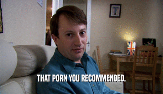 THAT PORN YOU RECOMMENDED.  