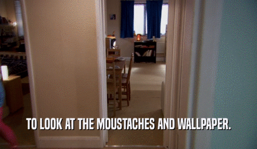 TO LOOK AT THE MOUSTACHES AND WALLPAPER.  
