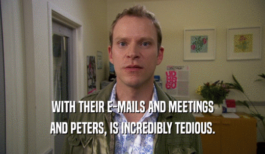 WITH THEIR E-MAILS AND MEETINGS AND PETERS, IS INCREDIBLY TEDIOUS. 