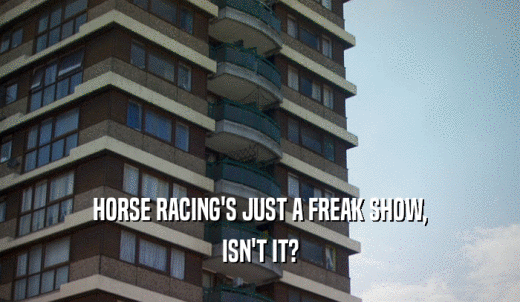 HORSE RACING'S JUST A FREAK SHOW, ISN'T IT? 