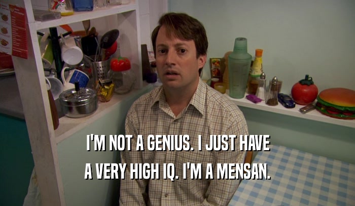 I'M NOT A GENIUS. I JUST HAVE A VERY HIGH IQ. I'M A MENSAN. 