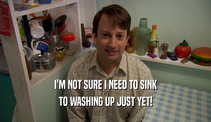 I'M NOT SURE I NEED TO SINK TO WASHING UP JUST YET! 