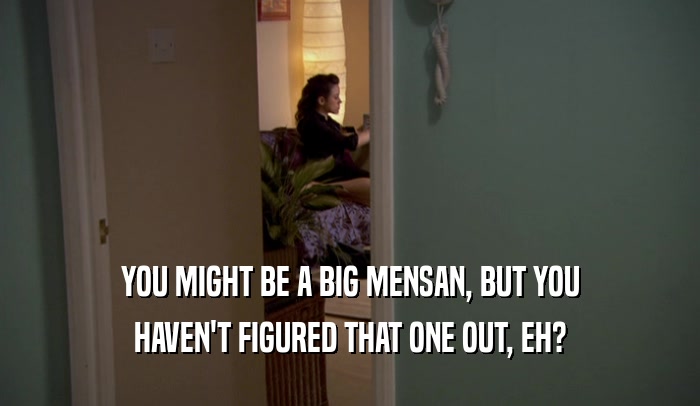 YOU MIGHT BE A BIG MENSAN, BUT YOU HAVEN'T FIGURED THAT ONE OUT, EH? 