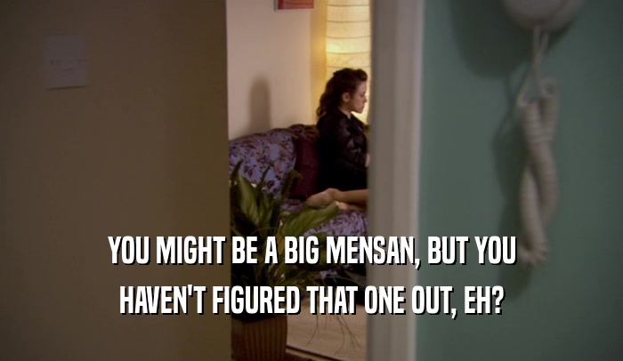 YOU MIGHT BE A BIG MENSAN, BUT YOU HAVEN'T FIGURED THAT ONE OUT, EH? 