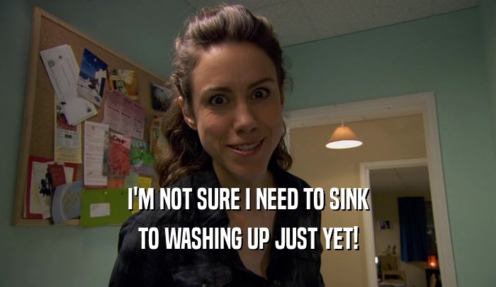 I'M NOT SURE I NEED TO SINK TO WASHING UP JUST YET! 