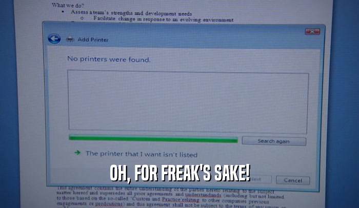 OH, FOR FREAK'S SAKE!  