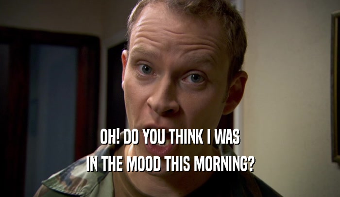 OH! DO YOU THINK I WAS IN THE MOOD THIS MORNING? 