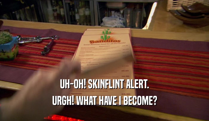 UH-OH! SKINFLINT ALERT. URGH! WHAT HAVE I BECOME? 