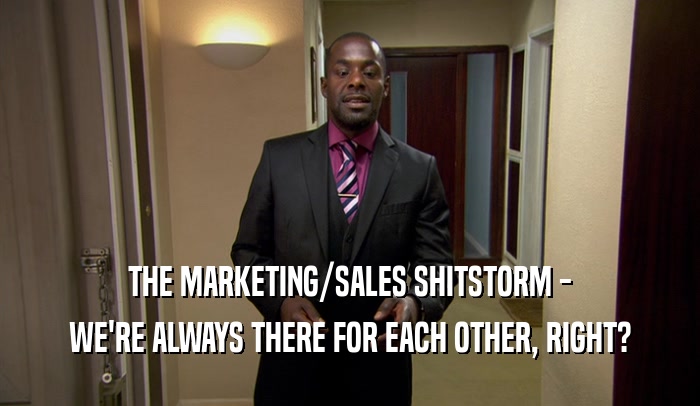 THE MARKETING/SALES SHITSTORM - WE'RE ALWAYS THERE FOR EACH OTHER, RIGHT? 