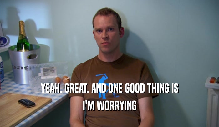 YEAH. GREAT. AND ONE GOOD THING IS I'M WORRYING 