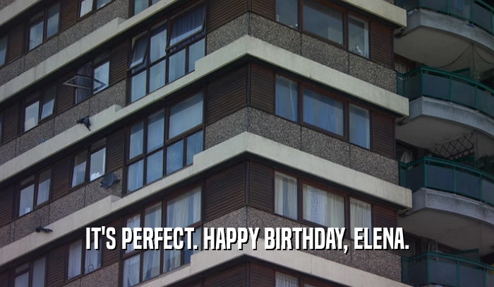 IT'S PERFECT. HAPPY BIRTHDAY, ELENA.  