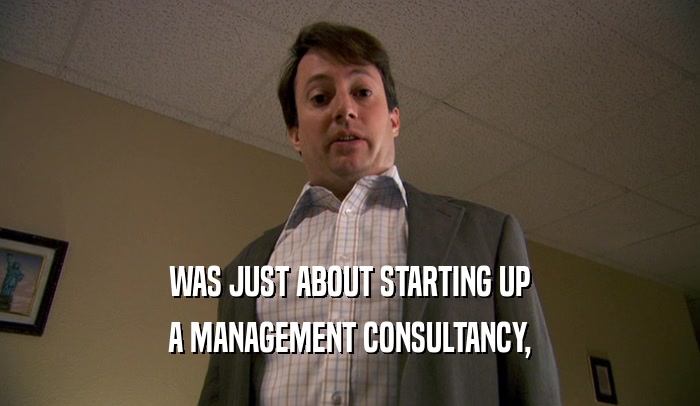 WAS JUST ABOUT STARTING UP A MANAGEMENT CONSULTANCY, 