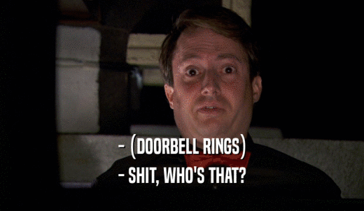 - (DOORBELL RINGS) - SHIT, WHO'S THAT? 