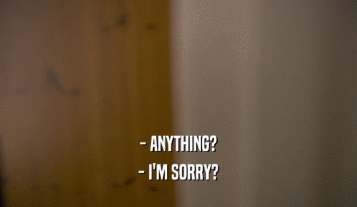 - ANYTHING? - I'M SORRY? 