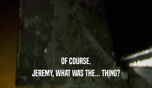 OF COURSE. JEREMY, WHAT WAS THE... THING? 